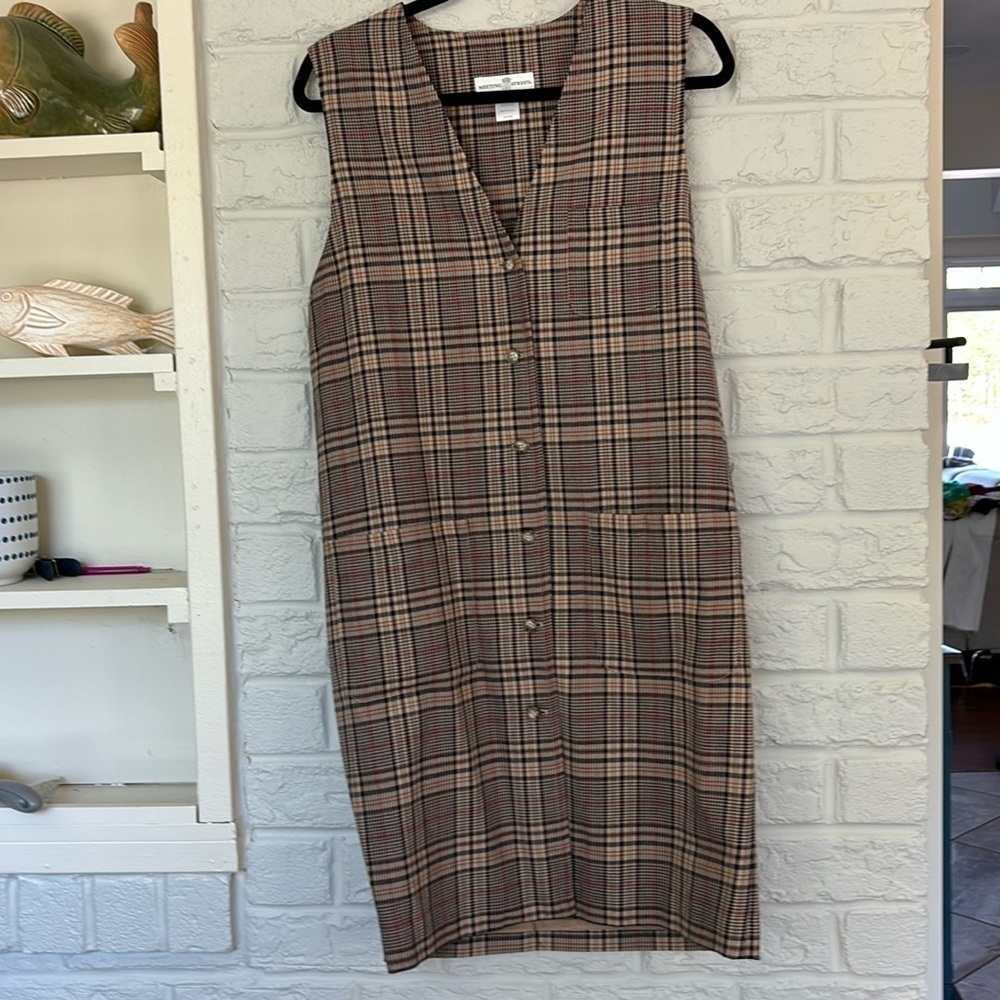 Meeting Street Vintage Vest Style Plaid Wool Dress Size 8